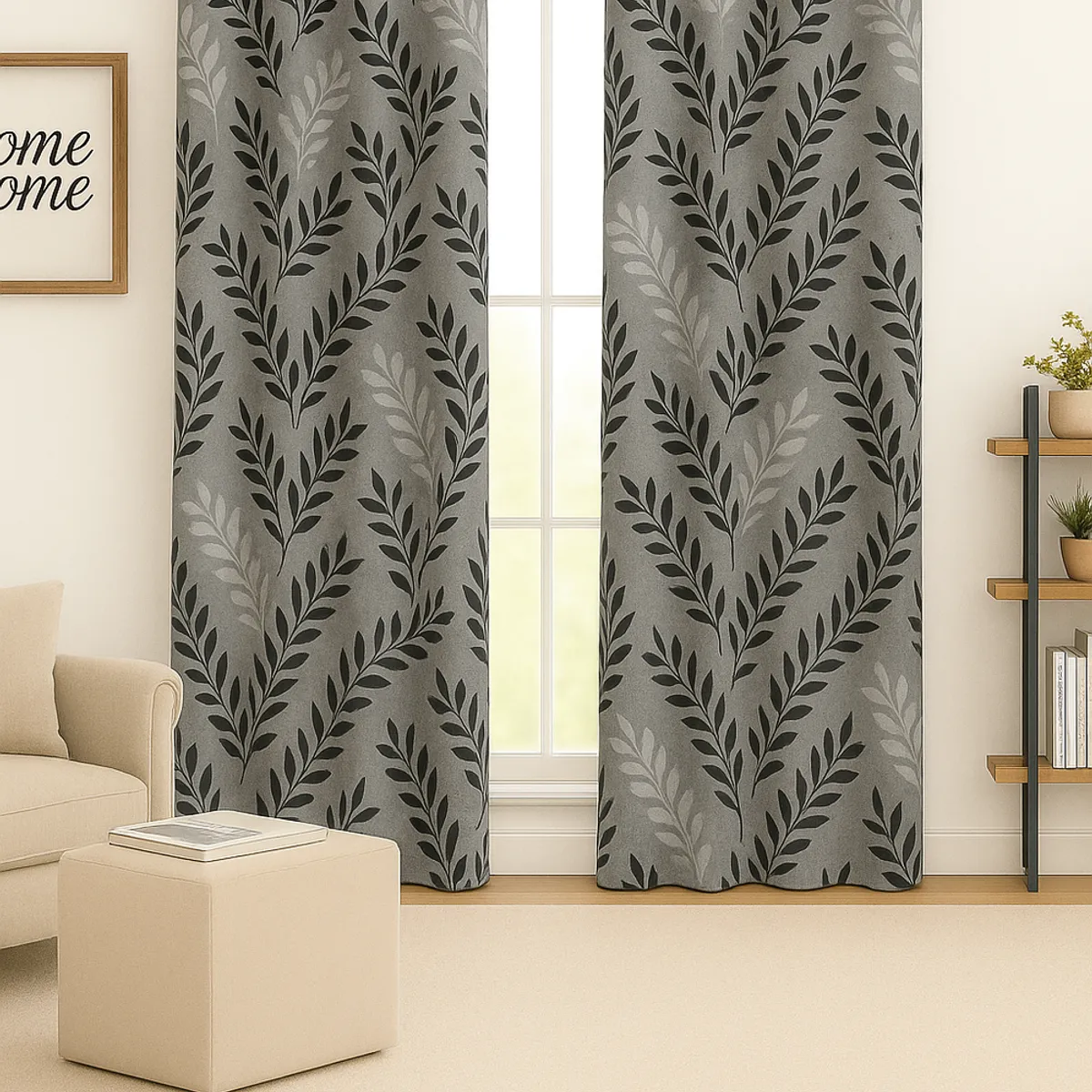 CLEMS CORTINAS - Cortina Tradicional 100% Blackout Hoja Gris