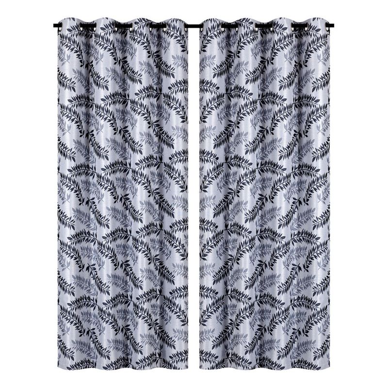 CLEMS CORTINAS - Pack 2 Cortina Tradicional 100% Blackout Hoja Gris