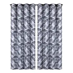 CLEMS CORTINAS - Pack 2 Cortina Tradicional 100% Blackout Hoja Gris