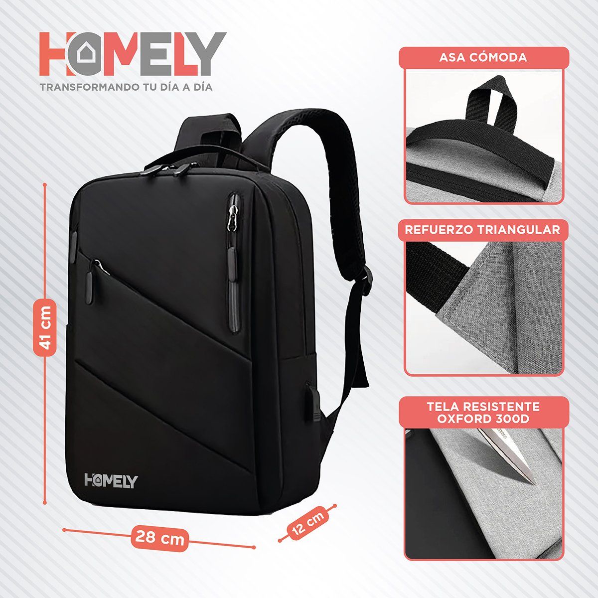 HOMELY - Mochila Notebook Antirrobo Homely Impermeable Ejecutiva