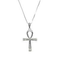 Collar Cruz Ankh Circón Grande Plata Fina 925