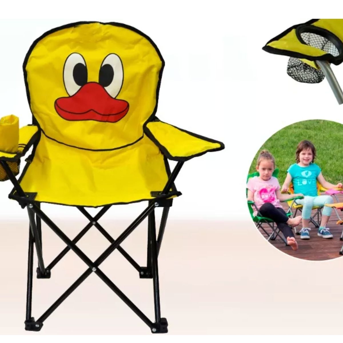 GENERICO - Silla Plegable Niños Playa Camping Porta Vaso Pato