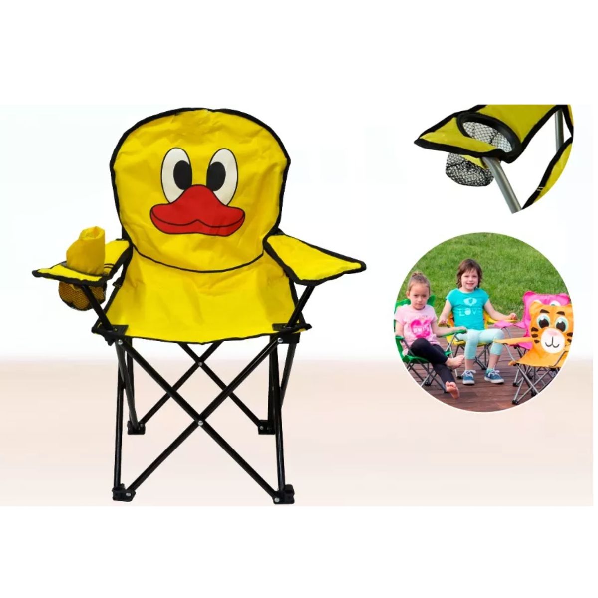 GENERICO - Silla Plegable Niños Playa Camping Porta Vaso Pato