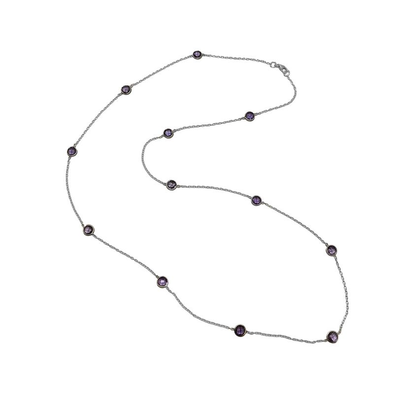 ANDREA COGGIOLA JOYAS - Collar Amatista Facetada Plata Fina 925