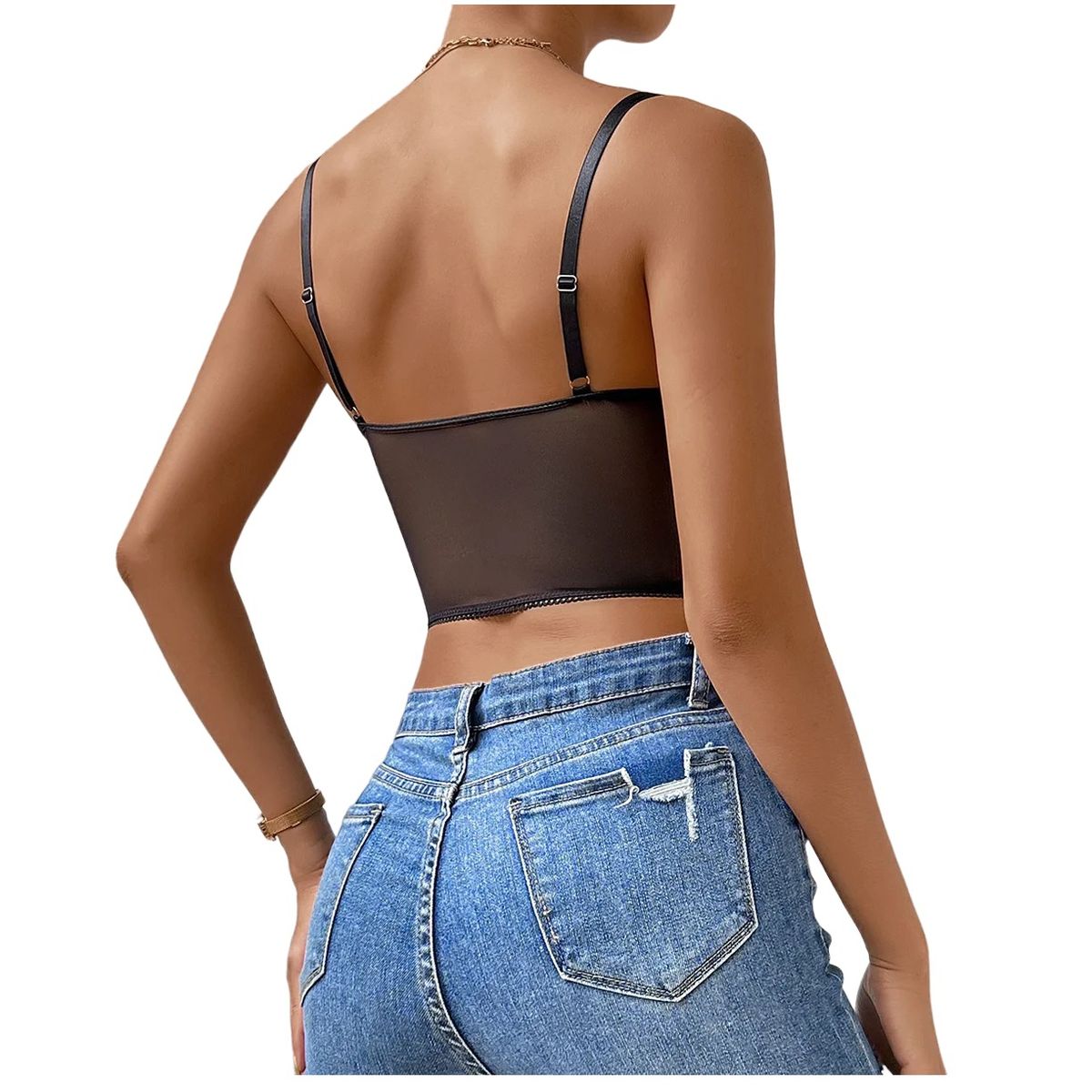 GARSIL - Crop Top Para Mujer Con Bordado De Flores Y Encaje Ajuste Lateral