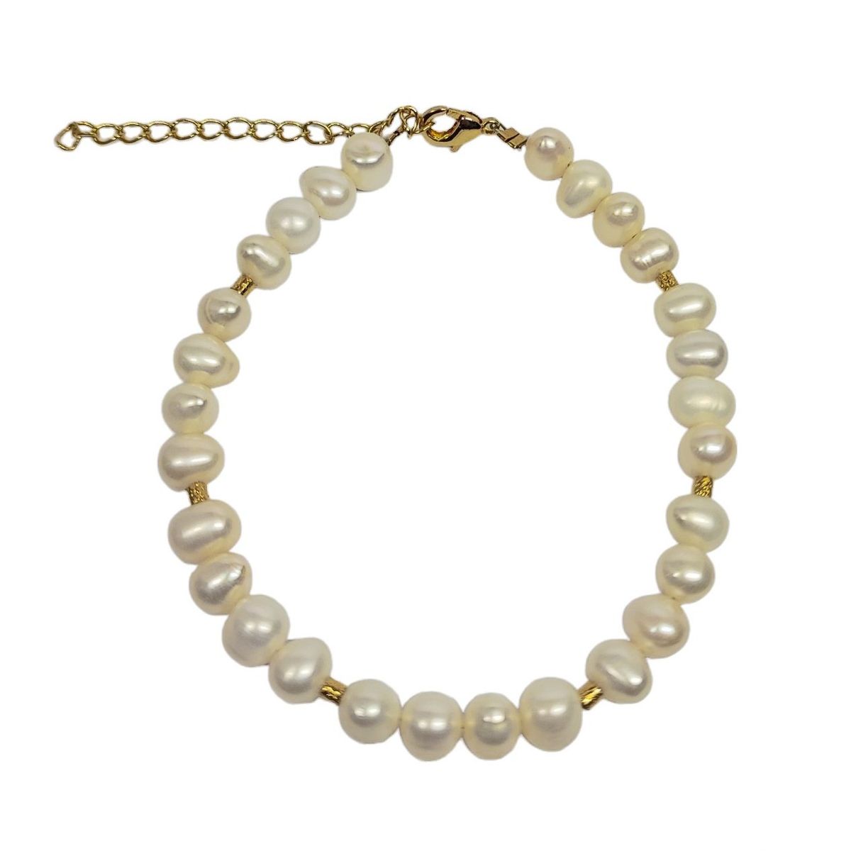 COGGIOLA - Pulsera Perla De Río Mostacilla Enchapado Oro 18K