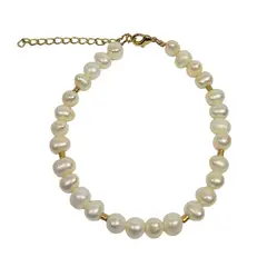 ANDREA COGGIOLA JOYAS - Pulsera Perla De Río Mostacilla Enchapado Oro 18K