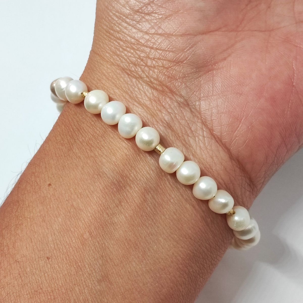 COGGIOLA - Pulsera Perla De Río Mostacilla Enchapado Oro 18K