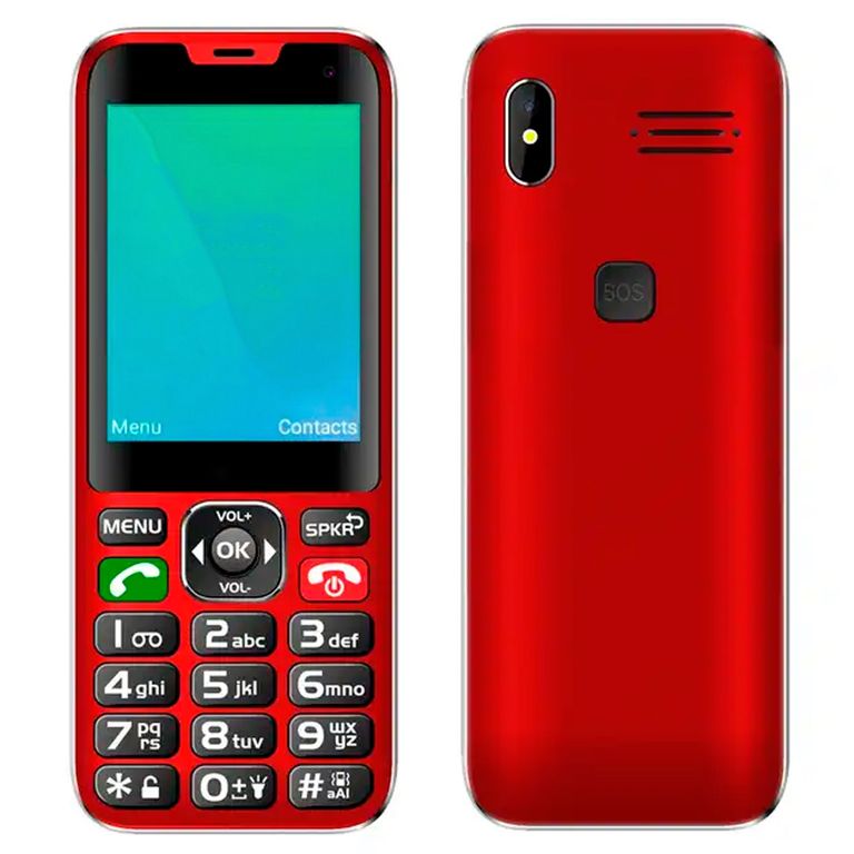 Telefono Celular Adulto Mayor 4G 2.8 Color Rojo.