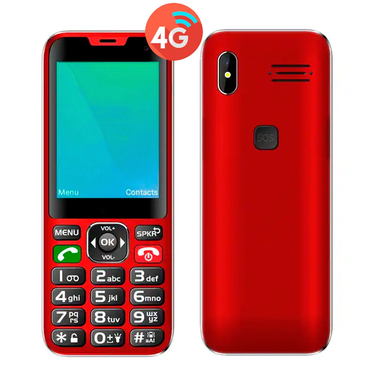 TECNOLAB - Telefono Celular Adulto Mayor 4G 2.8" Color Tecnolab Rojo