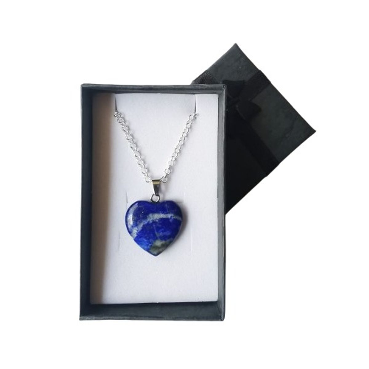 GENERICO - Collar Lapis Lazuli Corazon piedras energeticas cadena de plata 925