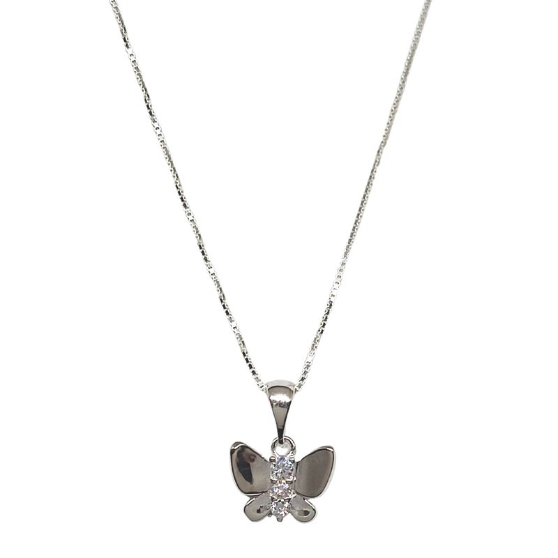 ANDREA COGGIOLA JOYAS - Collar Mariposa Circón Plata Fina 925