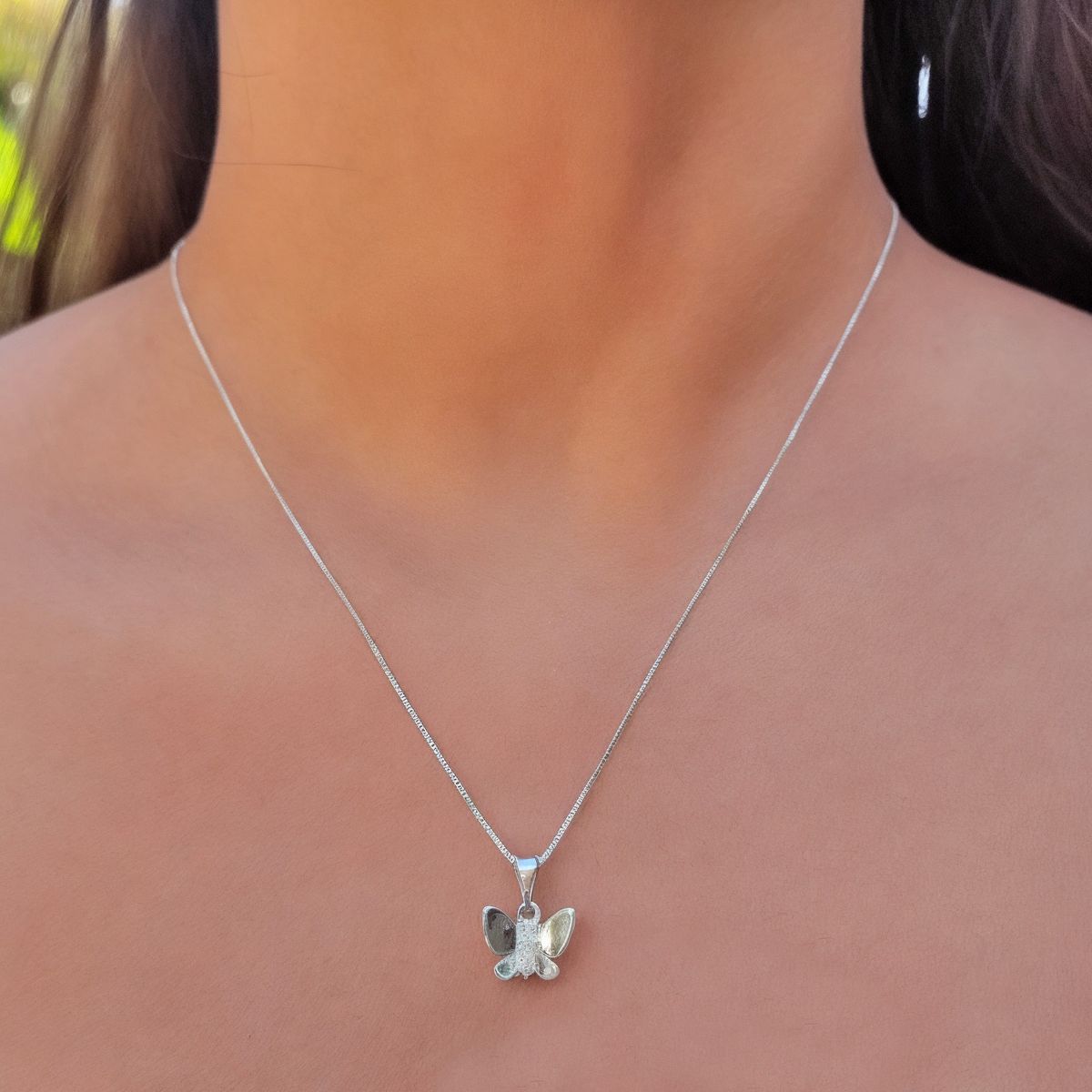 COGGIOLA - Collar Mariposa Circón Plata Fina 925