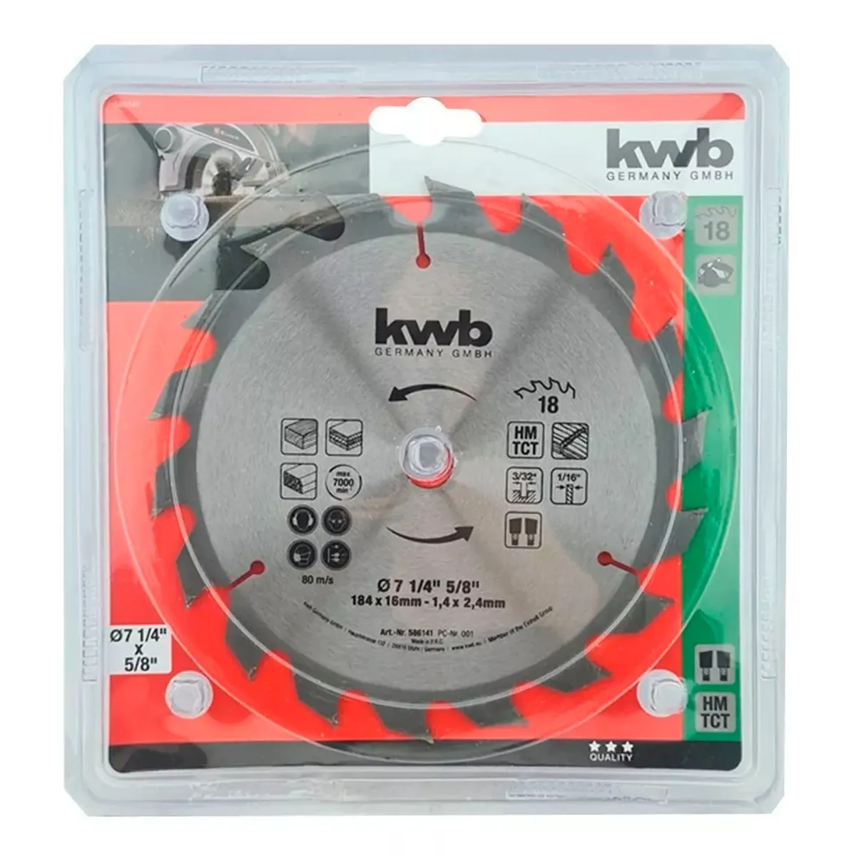 KWB - Disco De Sierra Circular 7 1/4 Pulgadas 18 Dientes Kwb