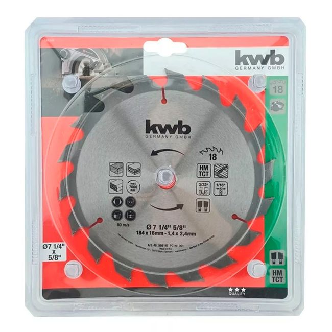 KWB - Disco De Sierra Circular 7 1/4 Pulgadas 18 Dientes Kwb
