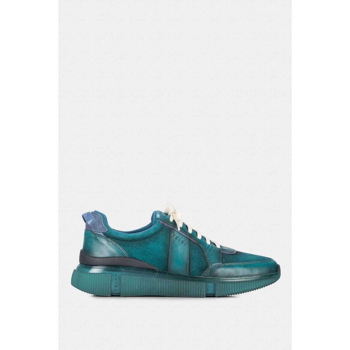 VELEZ - Zapatillas halo de cuero liso y de textura gamuzada para hombre silueta deportiva