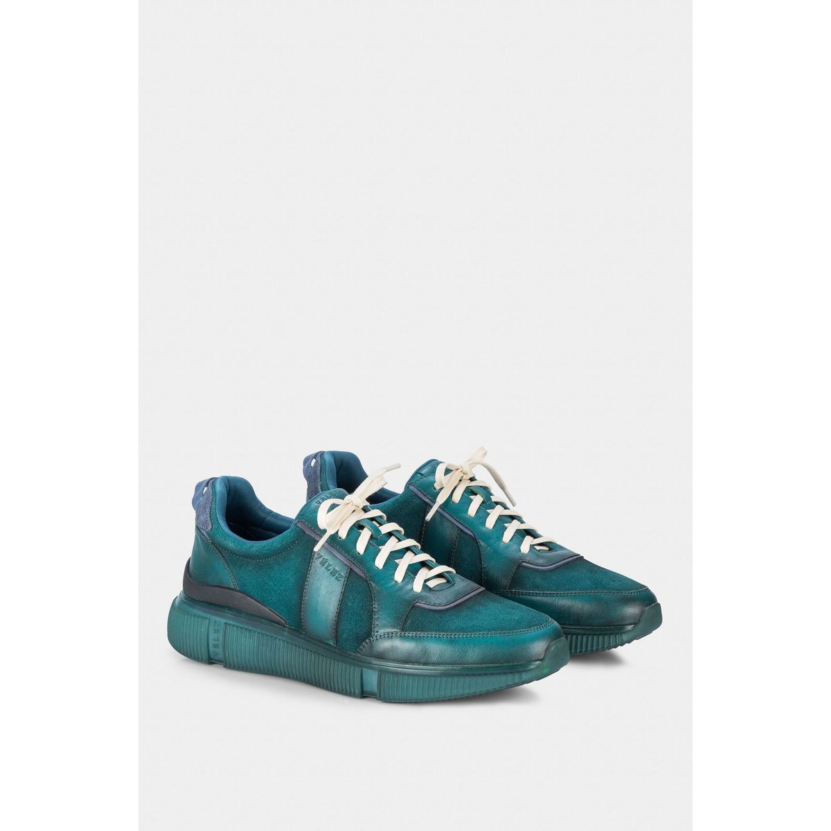 VELEZ - Zapatillas halo de cuero liso y de textura gamuzada para hombre silueta deportiva