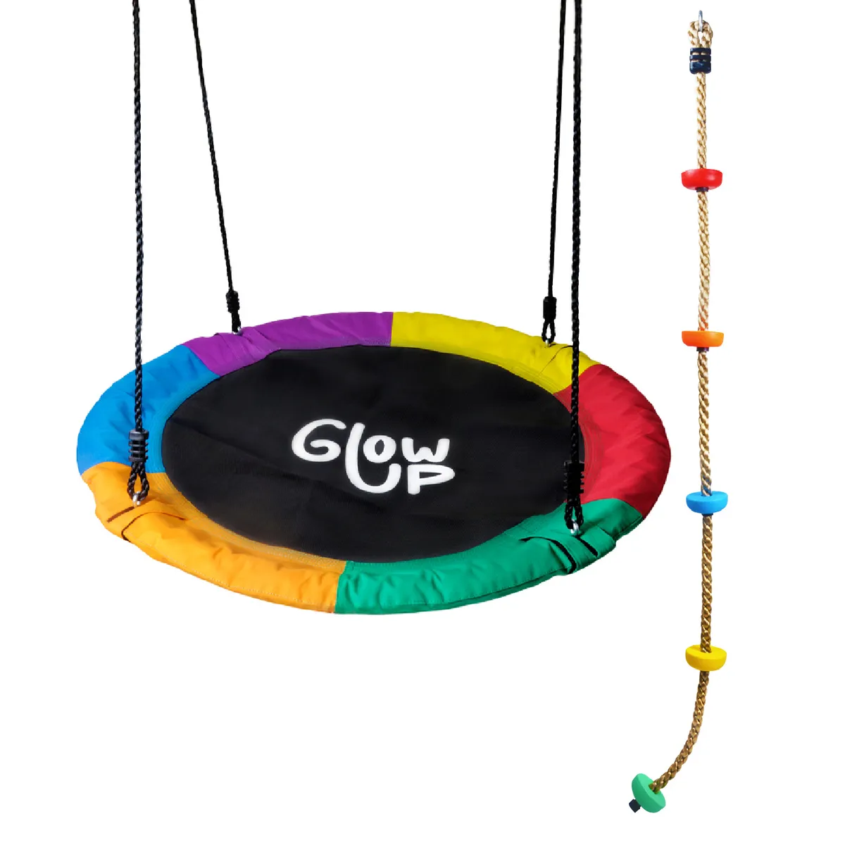 GLOWUP - Pack Columpio Hamaca Redonda + Escalador GlowUp Multicolor