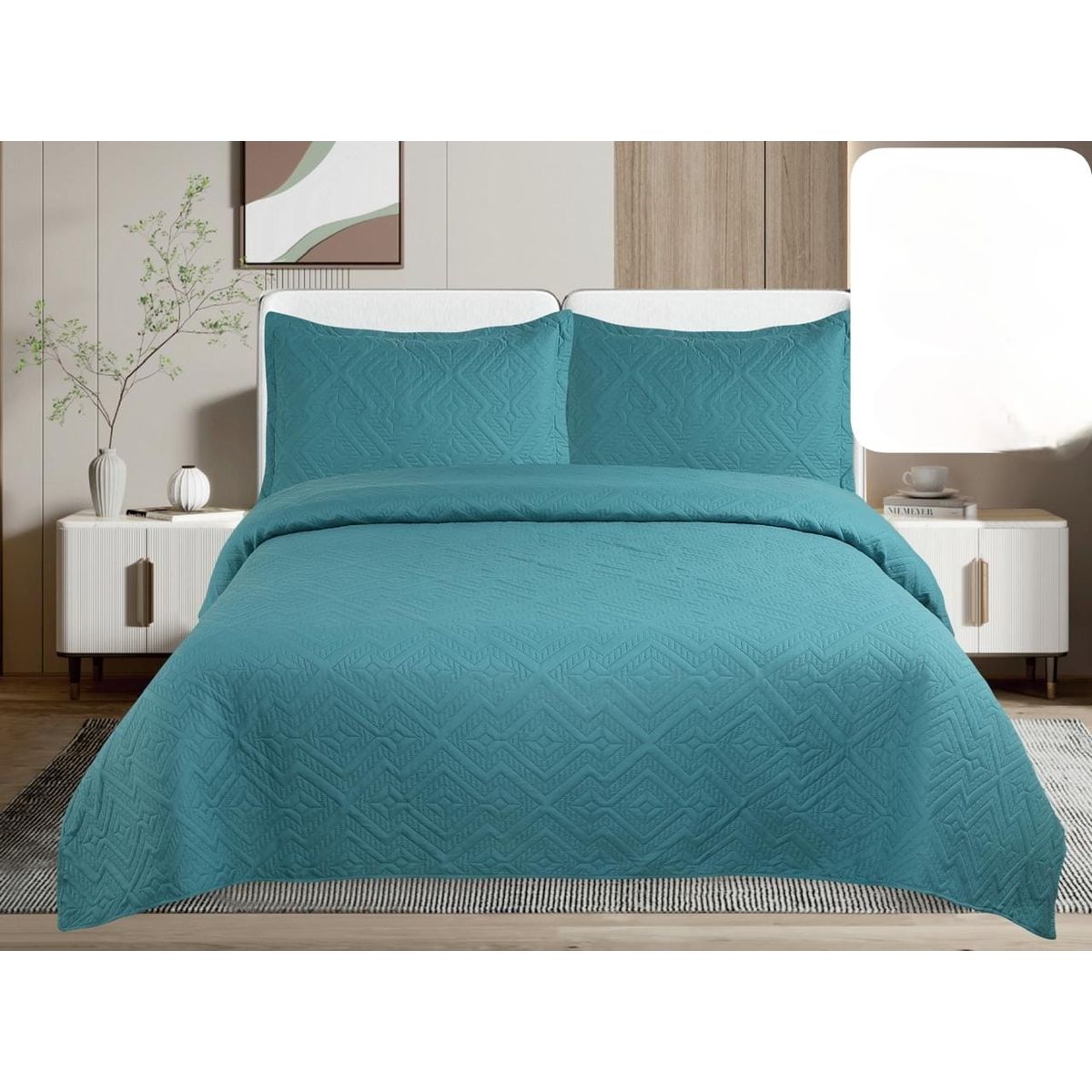 GENERICO - Quilt de Verano King Color Turquesa KD09