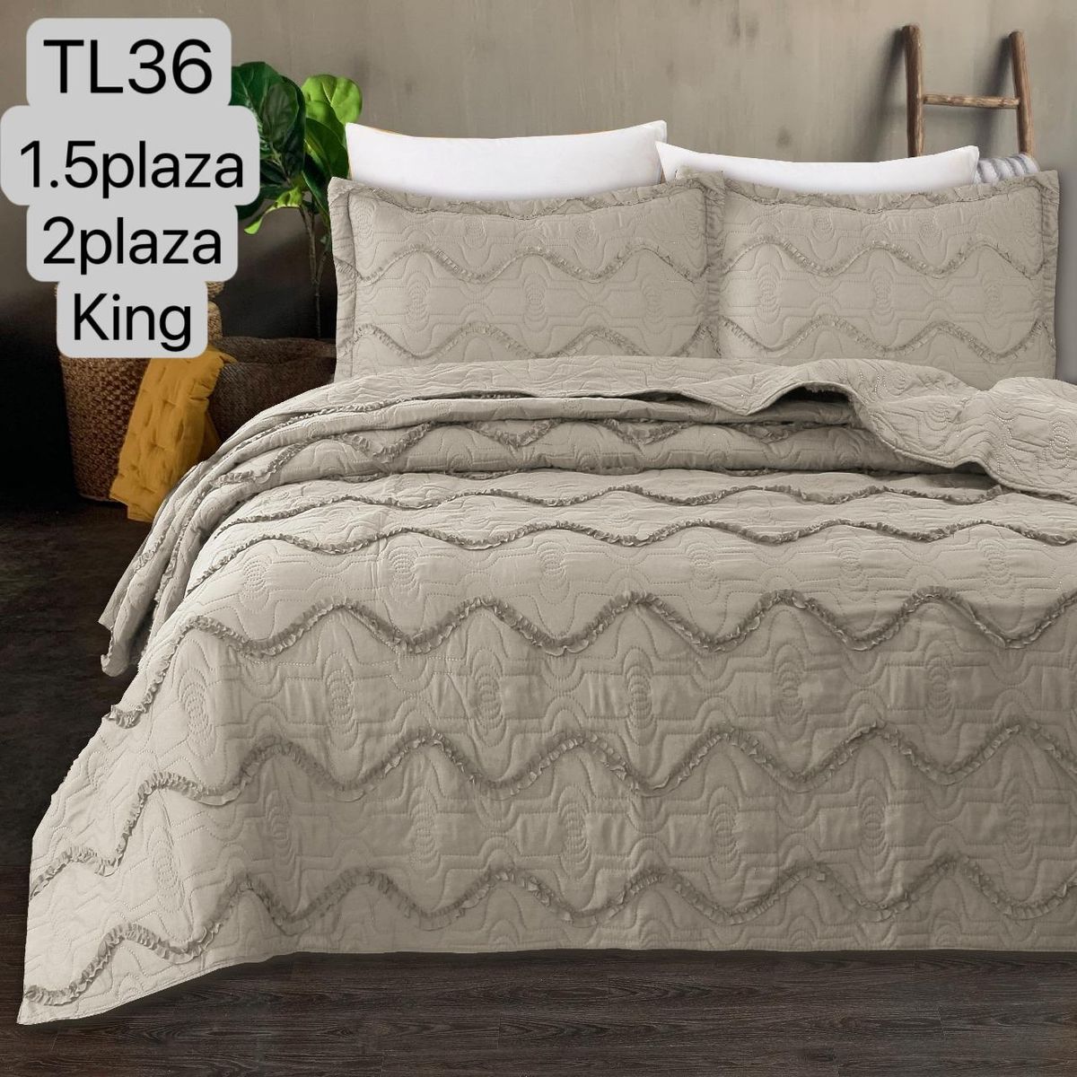 GENERICO - Quilt de Verano 2 plazas con Relieve Color Cafe