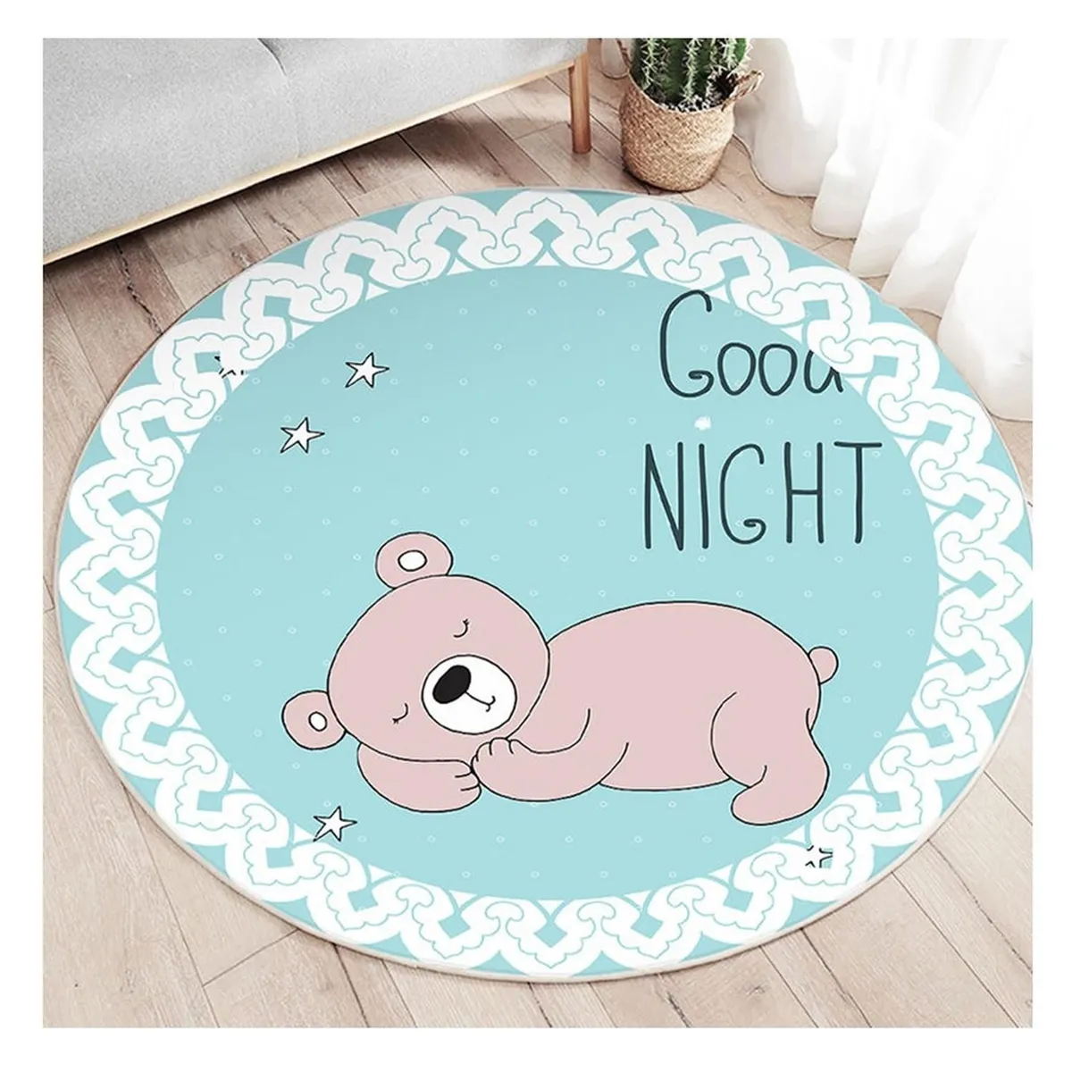 KIVARA - Alfombra Infantil Redonda Dream 110 Cm Tapete Dormitorio