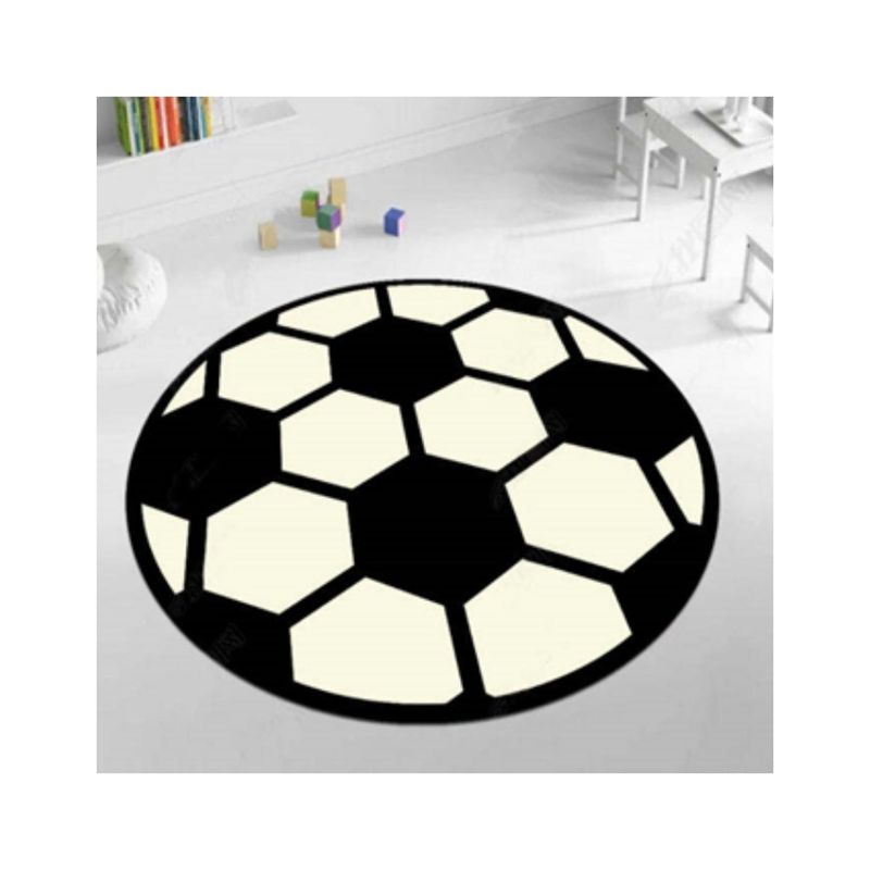 KIVARA - Alfombra Infantil Redonda Futbol 110 cm Tapete Dormitorio