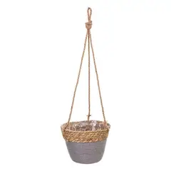 OEM - Maceta Colgante Macetero Colgante De Mimbre Tejido Cesta Gris