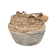 OEM - Macetero Cesto Canasto Organizador Tejido Mimbre Armable 24x25cm