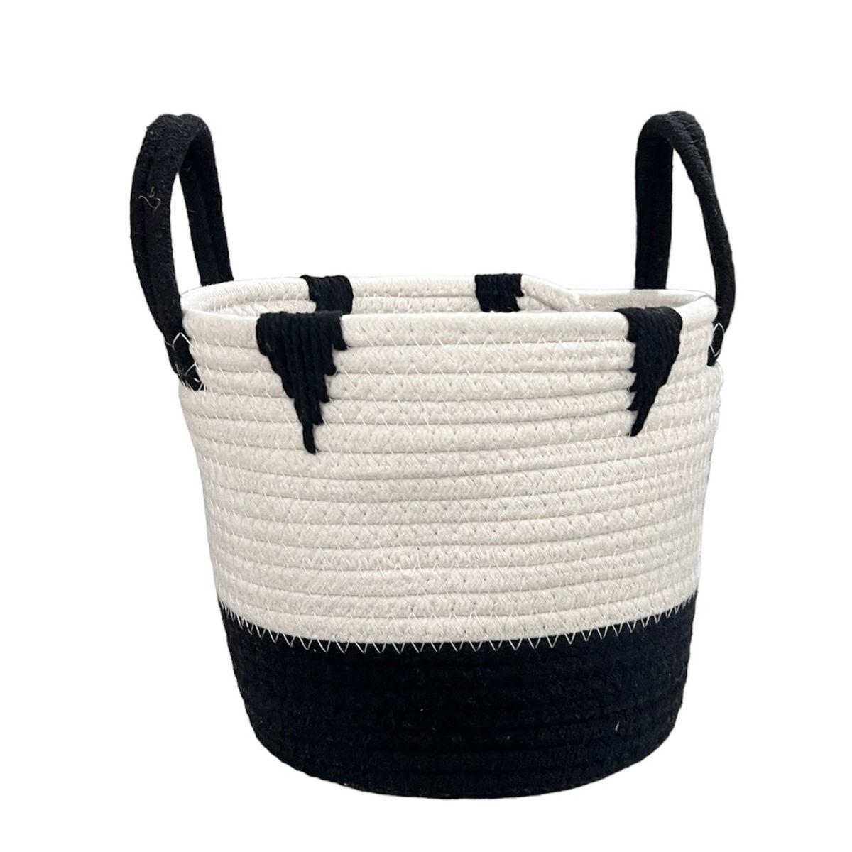 OEM - Macetero Cesto Canasto Organizador Tejido Mimbre Bicolor 20x23cm N