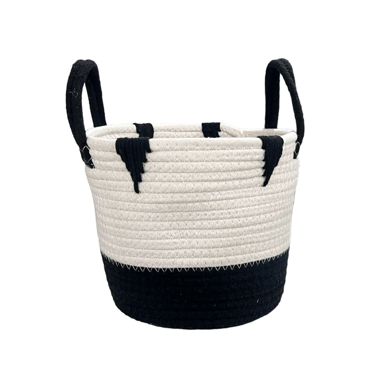 OEM - Macetero Cesto Canasto Organizador Tejido Mimbre Bicolor 20x23cm N