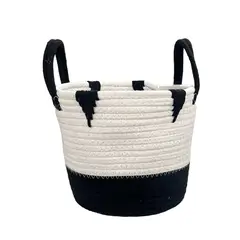 OEM - Macetero Cesto Canasto Organizador Tejido Mimbre Bicolor 20x23cm N