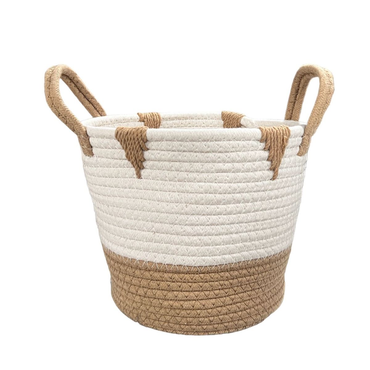 OEM - Macetero Cesto Canasto Organizador Tejido Mimbre Bicolor 20x23cm M