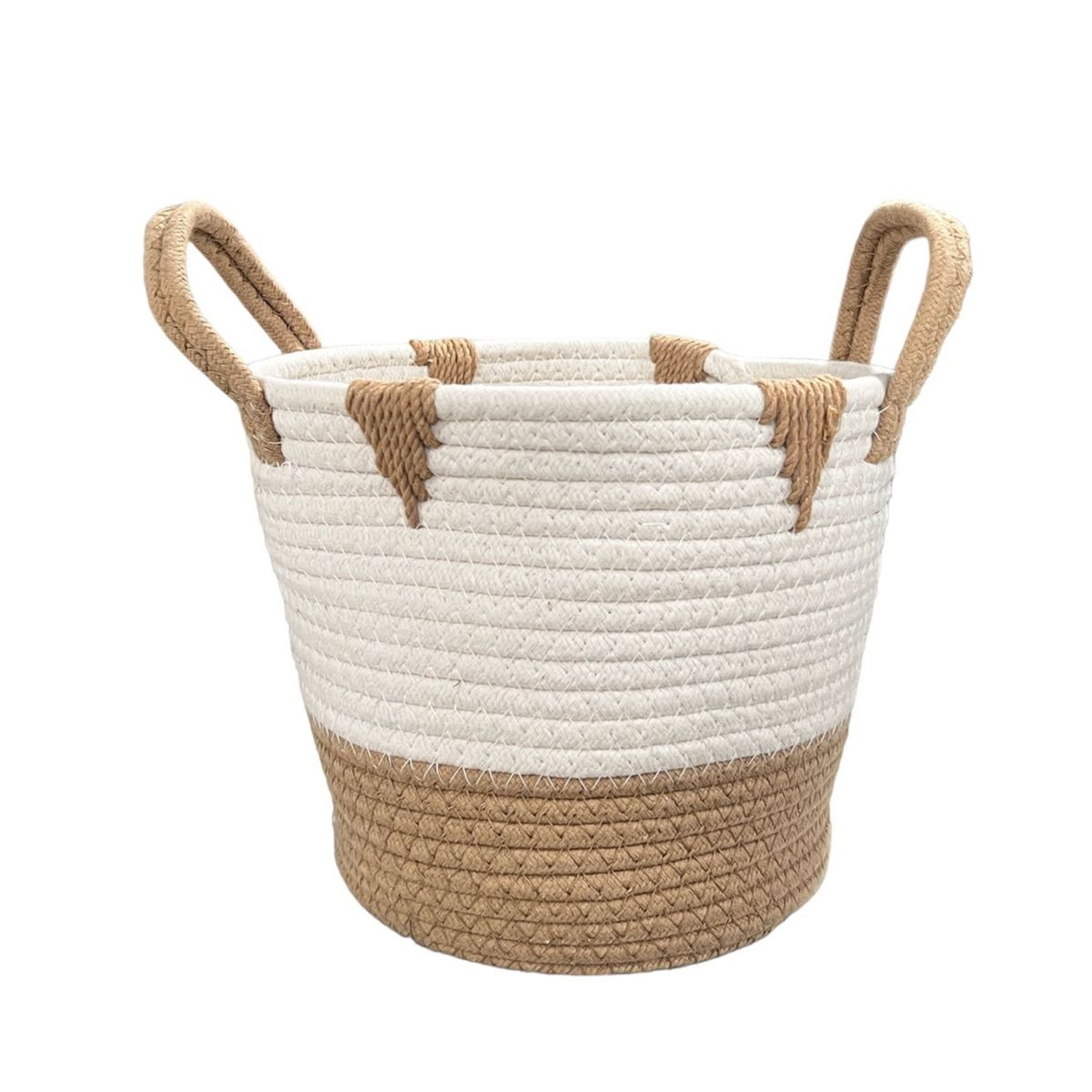 OEM - Macetero Cesto Canasto Organizador Tejido Mimbre Bicolor 20x23cm M