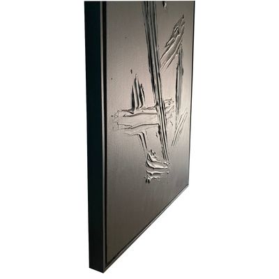 Imagen 2 del producto Cuadro Decorativo Abstracto Textura Profunda Gris Acrílico Pintado A Mano Sobre Lienzo 90x70 cm