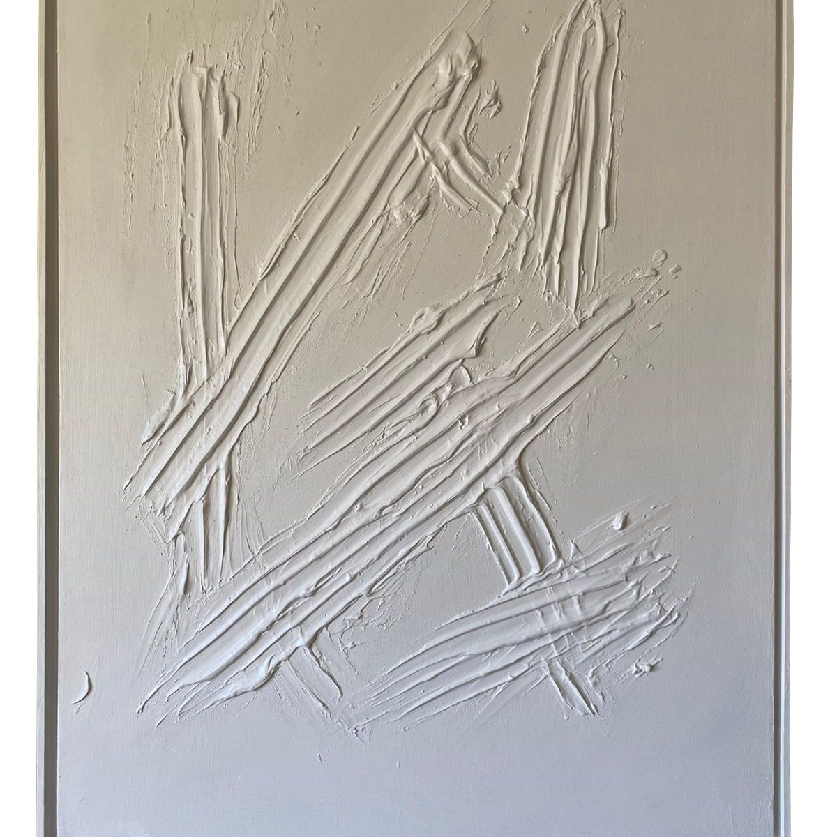 GENERICO - Cuadro Decorativo Abstracto Texturizado Blanco 90x70 cm Pasta acrílica Moderno Minimalista