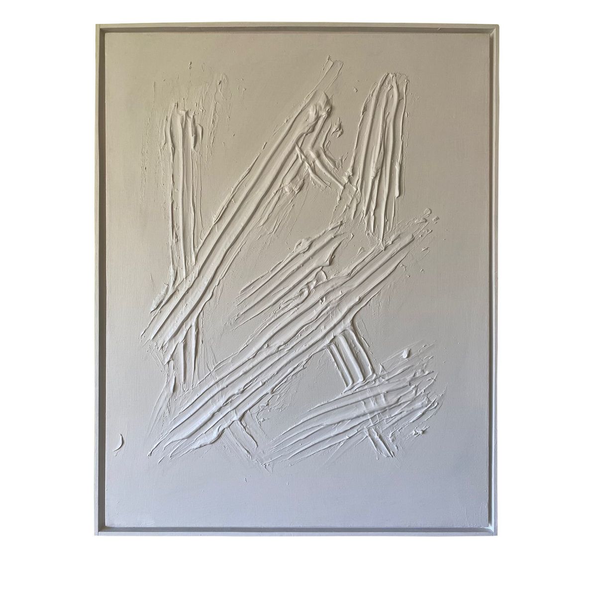 GENERICO - Cuadro Decorativo Abstracto Texturizado Blanco 90x70 cm Pasta acrílica Moderno Minimalista