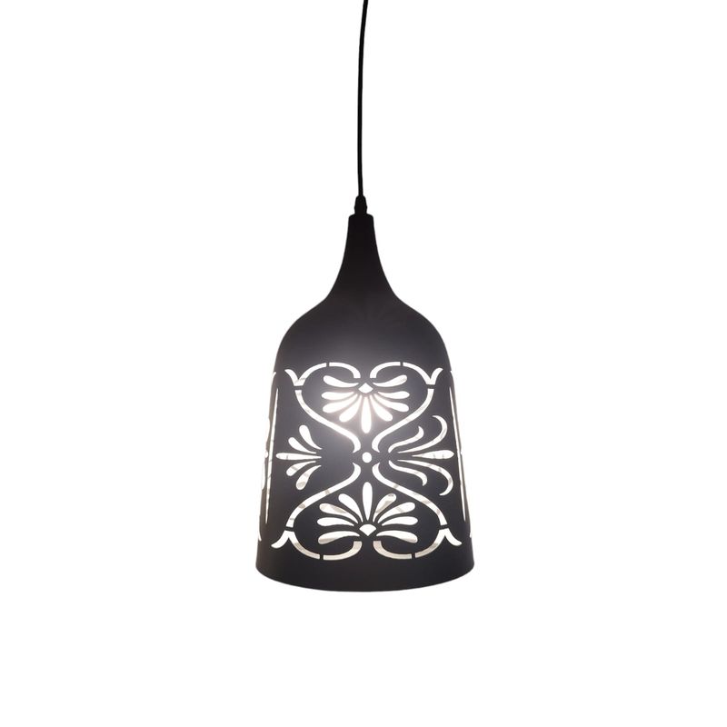 GENERICO - Lampara Colgante Nordica Campana Negra Interior Blanco