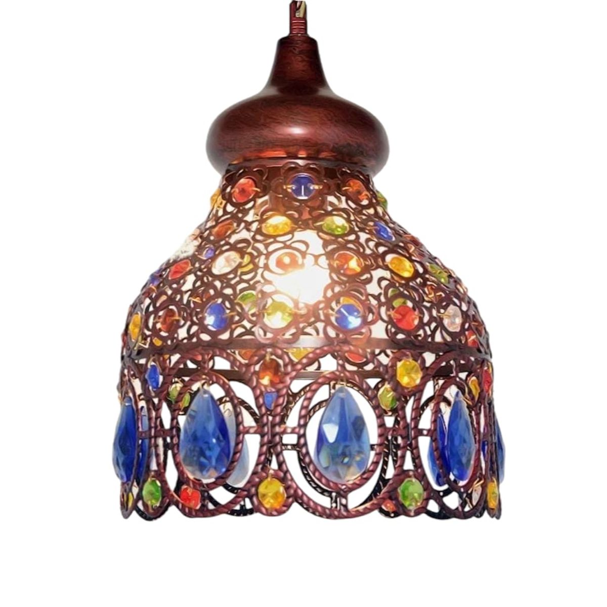 GENERICO - Lampara Colgante Estilo Oriental Hindu Cristales De Color