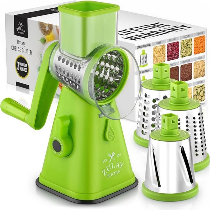 LELOX - Rallador de queso giratorio manual con mango Verde