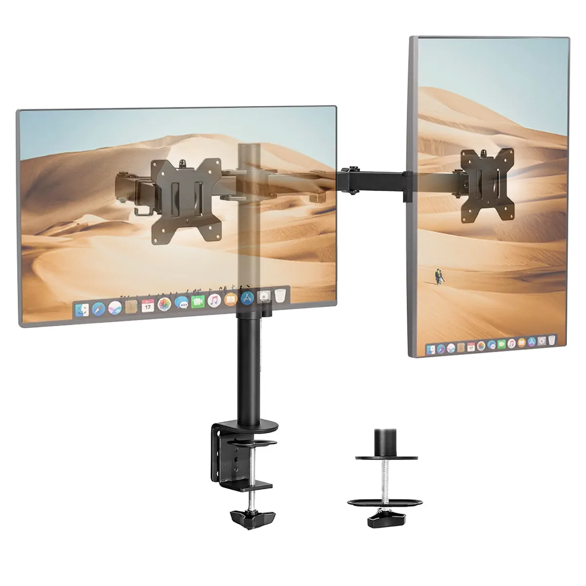 VIDITA - Soporte Base Doble Monitor Escritorio 13-27 Pulgadas Brazo Articulado