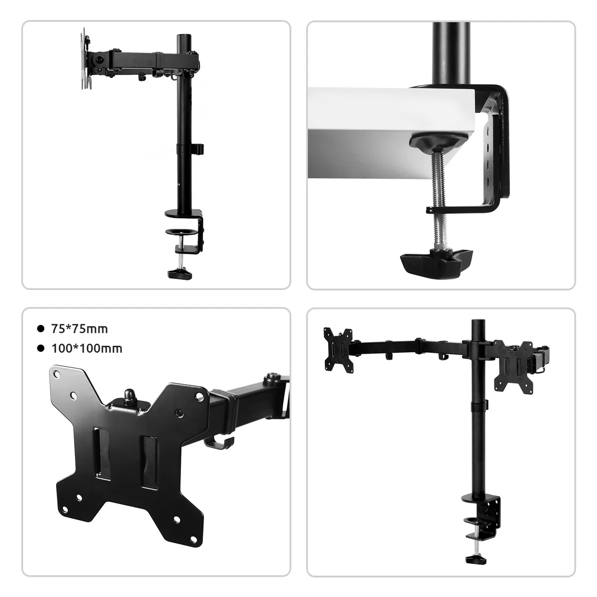 VIDITA - Soporte Base Doble Monitor Escritorio 13-27 Pulgadas Brazo Articulado