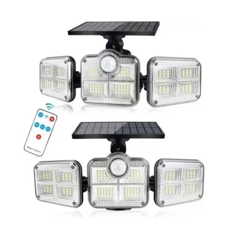 GENERICO - Luz Solar Foco Triple Cabezal Sensor De Movimientos SG102296