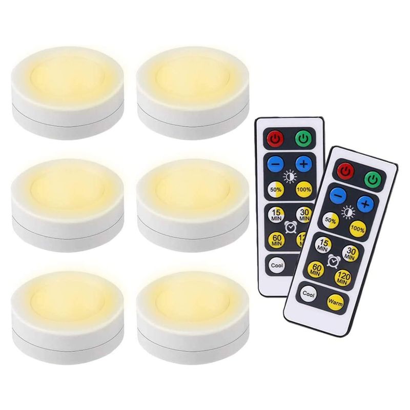 WELDMON - 6 Piezas Luz de Gabinete Regulable con Control Remoto