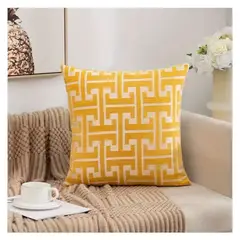GENERICO - FUNDA PARA COJIN CHENILLE ESTILO ELEGANTE AMARILLO