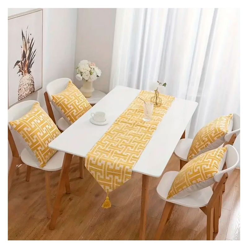 GENERICO - CAMINO DE MESA CHENILLE ESTILO ELEGANTE AMARILLO