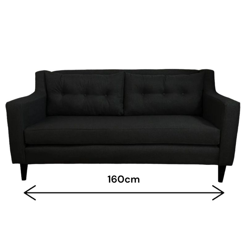 FLOBAL - Sillon Sofa Paris de 3 Cuerpos Tela Negra Repelente a Liquidos Flobal