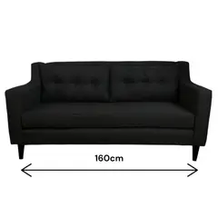 FLOBAL - Sillon Sofa Paris de 3 Cuerpos Tela Negra Repelente a Liquidos