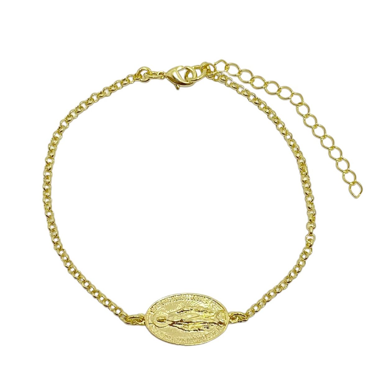 COGGIOLA - Pulsera Cadena Eslabón Virgen De Los Rayos Enchapado Oro 18K