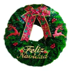 GENERICO - Corona Navideña Decorativa Interior-exterior Cinta Roja