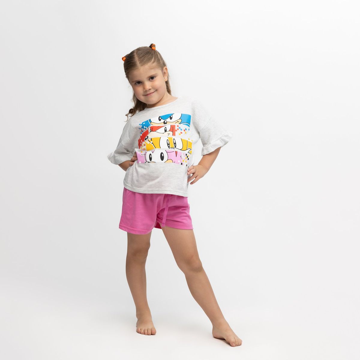 SONIC - Pijama Niña Team Face Rosado Sonic